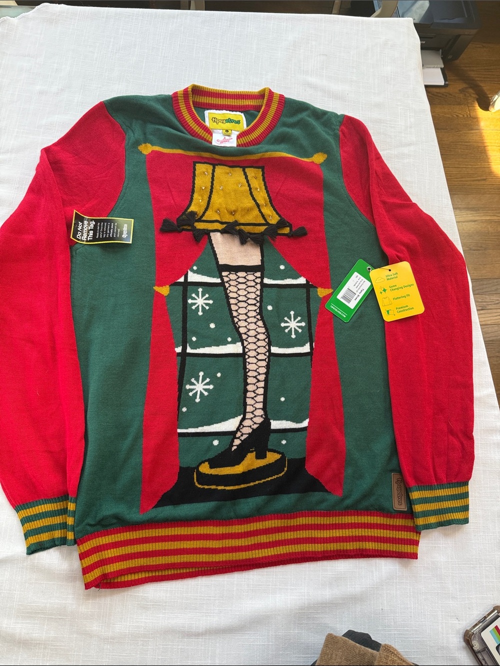 Festive Leg Lamp Knit Sweater - Red & Green